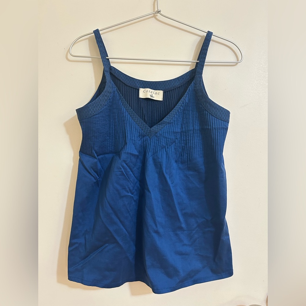 Cotelac Blue V-Neck Strap Tank Top
